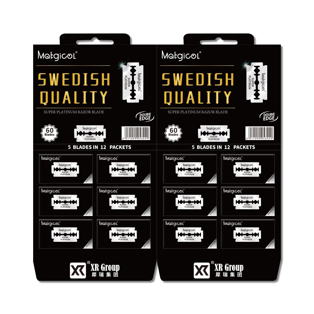 Matgicol Swedish Steel DE Razor Blades 5x12 Hanging Card Pack