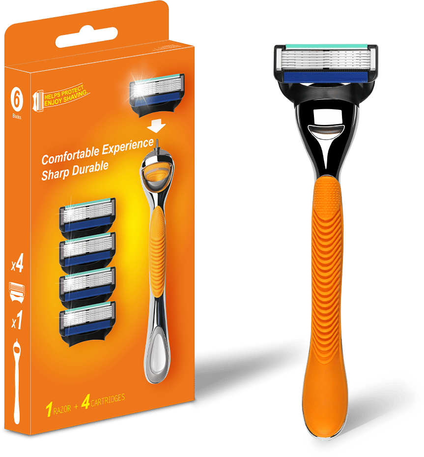 Orange Metal Razor Set